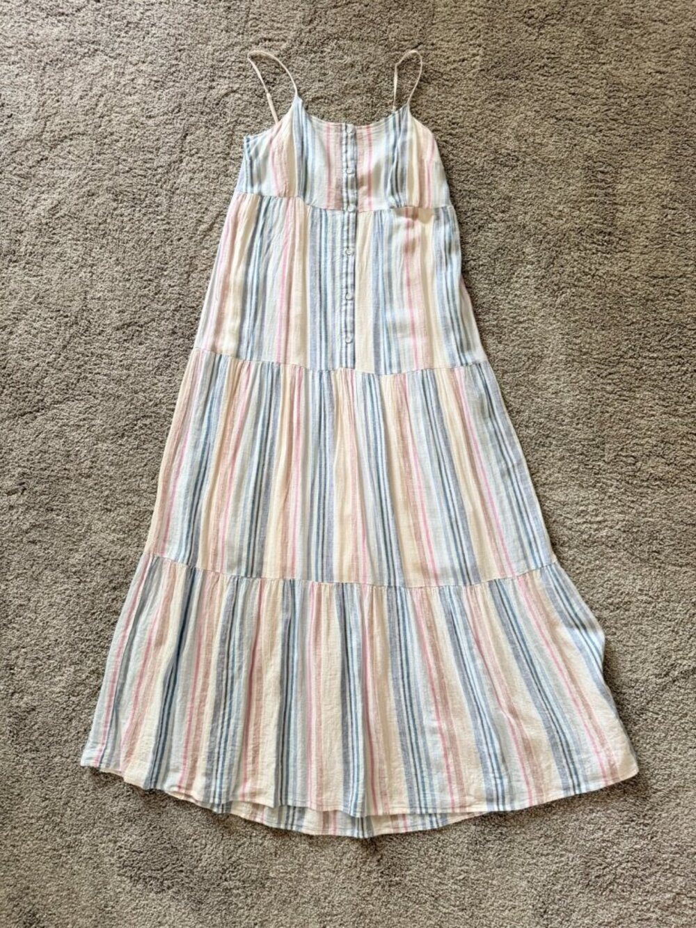 Anthropologie Splendid Maxi Dress Stripe Adjustable Spaghetti Straps size Medium